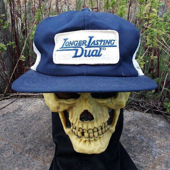 Vintage Longer Lasting Dual Patch Snap Back Trucker Hat Cap - Picture 1 of 6